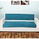 Printed Sofa Seat Cover for 5 Seater | Heavy Antiskid Backing | Quilted Velvet | Machine Washable | Durable Sofa Seat Runner for Couch, Living Room (3 Seater + 2 Seater) Teal