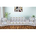 Printed Sofa Seat Cover for 5 Seater | Heavy Antiskid Backing | Quilted | Machine Washable | Durable Sofa Seat Runner for Couch, Living Room (3 Seater + 1 Seater + 1 Seater) White Floral