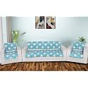 Printed Sofa Seat Cover for 5 Seater | Heavy Antiskid Backing | Machine Washable | Durable Sofa Seat Runner for Couch, Living Room (3 Seater + 1 Seater + 1 Seater) Multicolor Blue