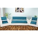 Printed Sofa Seat Cover for 5 Seater | Heavy Antiskid Backing | Quilted | Machine Washable | Durable Sofa Seat Runner for Couch, Living Room (3 Seater + 1 Seater + 1 Seater) Teal