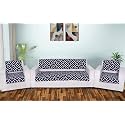 Printed Sofa Seat Cover for 5 Seater | Heavy Antiskid Backing | Quilted | Machine Washable | Durable Sofa Seat Runner for Couch, Living Room (3 Seater + 1 Seater + 1 Seater) Navy