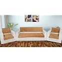 Printed Sofa Seat Cover for 5 Seater | Heavy Antiskid Backing | Machine Washable | Durable Sofa Seat Runner for Couch, Living Room (3 Seater + 1 Seater + 1 Seater) Tan Brown