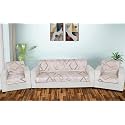 Printed Sofa Seat Cover for 5 Seater | Heavy Antiskid Backing | Quilted | Machine Washable | Durable Sofa Seat Runner for Couch, Living Room (3 Seater + 1 Seater + 1 Seater) Cream