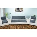 Printed Sofa Seat Cover for 5 Seater | Heavy Antiskid Backing | Machine Washable | Durable Sofa Seat Runner for Couch, Living Room (3 Seater + 1 Seater + 1 Seater) Grey