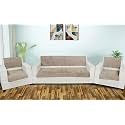 Printed Sofa Seat Cover for 5 Seater | Heavy Antiskid Backing | Quilted | Machine Washable | Durable Sofa Seat Runner for Couch, Living Room (3 Seater + 1 Seater + 1 Seater) Beige