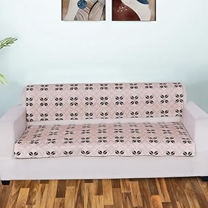 printed sofa seat cover for 7 seater  heavy antiskid backing  quilted  machine washable  durable sofa seat runner for couch living room 3 seater  2 seater  2 seater beige damask