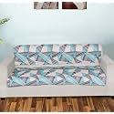 Printed Sofa Seat Cover for 7 Seater | Heavy Antiskid Backing | Machine Washable | Durable Sofa Seat Runner for Couch, Living Room (3 Seater + 2 Seater + 2 Seater) Blue Abstract