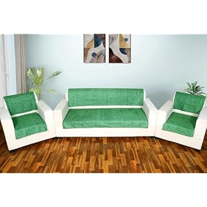 printed sofa seat cover for 7 seater  heavy antiskid backing  quilted  machine washable  durable sofa seat runner for couch living room 3 seater  2 seater  2 seater beige