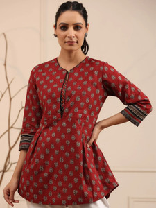 FABRIKART Casual Printed Women Maroon Top