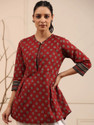 FABRIKART Casual Printed Women Maroon Top