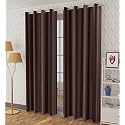 Fabrilia Polyester Solid Plain Eyelet Door Curtains 9 feet Long Set of 2, Coffee Brown