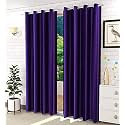 Fabrilia Polyester Solid Plain Eyelet Door Curtains 7 feet Long Set of 2, Purple