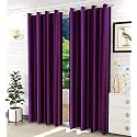 Fabrilia Polyester Solid Plain Eyelet Door Curtains 9 feet Long Set of 2, Wine