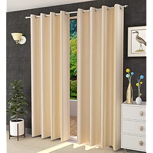 fabrilia polyester solid plain eyelet window curtains 5 feet long set of 2 cream