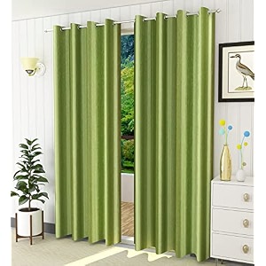 fabrilia polyester solid plain eyelet window curtains 5 feet long set of 2 green