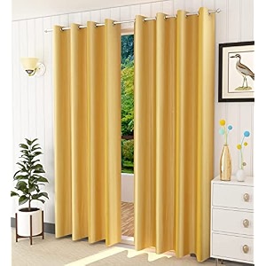 fabrilia polyester solid plain eyelet window curtains 5 feet long set of 2 yellow