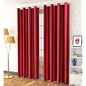 Fabrilia Polyester Solid Plain Eyelet Window Curtains 5 feet Long Set of 2, Maroon