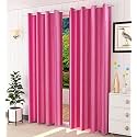 Fabrilia Polyester Solid Plain Eyelet Window Curtains 5 feet Long Set of 2, Pink