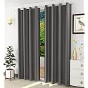 Fabrilia Polyester Solid Plain Eyelet Window Curtains 5 feet Long Set of 2, Grey