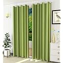 Fabrilia Polyester Solid Plain Eyelet Window Curtains 5 feet Long Set of 2, Green