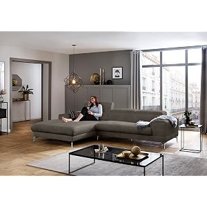 fabrique hembrella 4 seater l-shaped suede fabric sofa set  modern luxurious amp comfortable furniture for home office guests amp living room  stainless steel legs for easy move  grey rhs