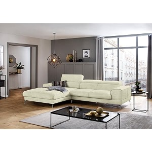 fabrique hembrella 4 seater l-shaped suede fabric sofa set  modern luxurious amp comfortable furniture for home office guests amp living room  stainless steel legs for easy move  off white rhs
