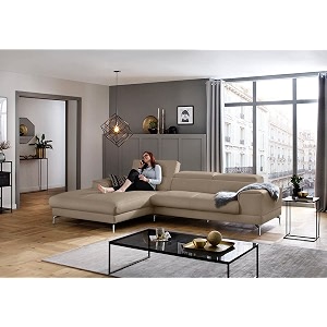 fabrique hembrella 4 seater l-shaped suede fabric sofa set  modern luxurious amp comfortable furniture for home office guests amp living room  stainless steel legs for easy move  classic grey rhs
