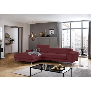 fabrique hembrella 4 seater l-shaped suede fabric sofa set  modern luxurious amp comfortable furniture for home office guests amp living room  stainless steel legs for easy move  purple rhs