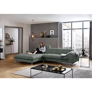 fabrique hembrella 4 seater l-shaped suede fabric sofa set  modern luxurious amp comfortable furniture for home office guests amp living room  stainless steel legs for easy move  coin grey rhs