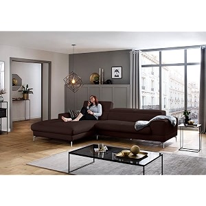 fabrique hembrella 4 seater l-shaped suede fabric sofa set  modern luxurious amp comfortable furniture for home office guests amp living room  stainless steel legs for easy move  dark purple rhs