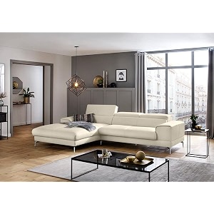 fabrique hembrella 4 seater l-shaped suede fabric sofa set  modern luxurious amp comfortable furniture for home office guests amp living room  stainless steel legs for easy move  pearl white rhs