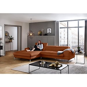 fabrique hembrella 4 seater l-shaped suede fabric sofa set  modern luxurious amp comfortable furniture for home office guests amp living room  stainless steel legs for easy move  tan brown rhs