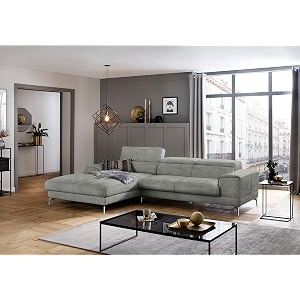 fabrique hembrella 4 seater l-shaped suede fabric sofa set  modern luxurious amp comfortable furniture for home office guests amp living room  stainless steel legs for easy move  ash grey rhs