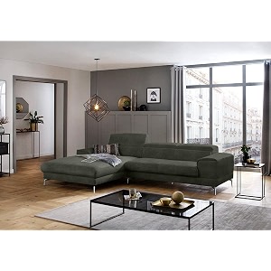 fabrique hembrella 4 seater l-shaped suede fabric sofa set  modern luxurious amp comfortable furniture for home office guests amp living room  stainless steel legs for easy move  marble grey rhs