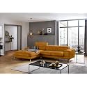 Fabrique Hembrella 4 Seater L-Shaped Suede Fabric Sofa Set | Modern, Luxurious, &amp; Comfortable Furniture for Home Office, Guests, &amp; Living Room | Stainless Steel Legs for Easy Move | Dark Yellow (RHS)