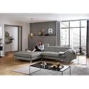 Fabrique Hembrella 4 Seater L-Shaped Suede Fabric Sofa Set | Modern, Luxurious, &amp; Comfortable Furniture for Home Office, Guests, &amp; Living Room | Stainless Steel Legs for Easy Move | Light Grey (RHS)