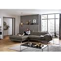 Fabrique Hembrella 4 Seater L-Shaped Suede Fabric Sofa Set | Modern, Luxurious, &amp; Comfortable Furniture for Home Office, Guests, &amp; Living Room | Stainless Steel Legs for Easy Move | Grey (RHS)
