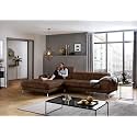 Fabrique Hembrella 4 Seater L-Shaped Suede Fabric Sofa Set | Modern Luxurious & Comfortable Furniture for Home Office Guests & Living Room | Stainless Steel Legs for Easy Move | Chocolate Brown (RHS)