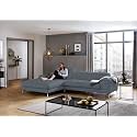 Fabrique Hembrella 4 Seater L-Shaped Suede Fabric Sofa Set | Modern Luxurious &amp; Comfortable Furniture for Home Office Guests &amp; Living Room | Stainless Steel Legs for Easy Move | Matt Dark Blue (RHS)