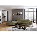 Fabrique Hembrella 4 Seater L-Shaped Suede Fabric Sofa Set | Modern, Luxurious, &amp; Comfortable Furniture for Home Office, Guests, &amp; Living Room | Stainless Steel Legs for Easy Move | Olive Green (RHS)