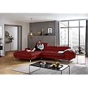 Fabrique Hembrella 4 Seater L-Shaped Suede Fabric Sofa Set | Modern, Luxurious, &amp; Comfortable Furniture for Home Office, Guests, &amp; Living Room | Stainless Steel Legs for Easy Move | Matt red (RHS)