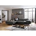 Fabrique Hembrella 4 Seater L-Shaped Suede Fabric Sofa Set | Modern, Luxurious, &amp; Comfortable Furniture for Home Office, Guests, &amp; Living Room | Stainless Steel Legs for Easy Move | Silver Grey (RHS)