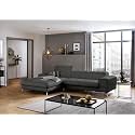 Fabrique Hembrella 4 Seater L-Shaped Suede Fabric Sofa Set | Modern, Luxurious, &amp; Comfortable Furniture for Home Office, Guests, &amp; Living Room | Stainless Steel Legs for Easy Move | Dark Grey (RHS)
