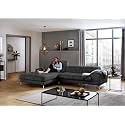 Fabrique Hembrella 4 Seater L-Shaped Suede Fabric Sofa Set | Modern, Luxurious, &amp; Comfortable Furniture for Home Office, Guests, &amp; Living Room | Stainless Steel Legs for Easy Move | Pebble Grey (RHS)