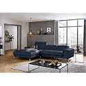 Fabrique Hembrella 4 Seater L-Shaped Suede Fabric Sofa Set | Modern, Luxurious, &amp; Comfortable Furniture for Home Office, Guests, &amp; Living Room | Stainless Steel Legs for Easy Move | Blue (RHS)