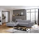 Fabrique Hembrella 4 Seater L-Shaped Suede Fabric Sofa Set | Modern, Luxurious, &amp; Comfortable Furniture for Home Office, Guests, &amp; Living Room | Stainless Steel Legs for Easy Move | Smoke Grey (RHS)