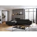 Fabrique Hembrella 4 Seater L-Shaped Suede Fabric Sofa Set | Modern, Luxurious, &amp; Comfortable Furniture for Home Office, Guests, &amp; Living Room | Stainless Steel Legs for Easy Move | Smoke Black (RHS)