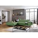 Fabrique Hembrella 4 Seater L-Shaped Suede Fabric Sofa Set | Modern, Luxurious, &amp; Comfortable Furniture for Home Office, Guests, &amp; Living Room | Stainless Steel Legs for Easy Move | Green (RHS)