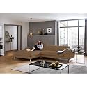 Fabrique Hembrella 4 Seater L-Shaped Suede Fabric Sofa Set | Modern, Luxurious, &amp; Comfortable Furniture for Home Office, Guests, &amp; Living Room | Stainless Steel Legs for Easy Move | Mud Brown (RHS)