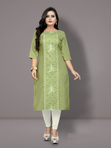 Fabriza Embroidered Cotton Blend A-line Kurta for